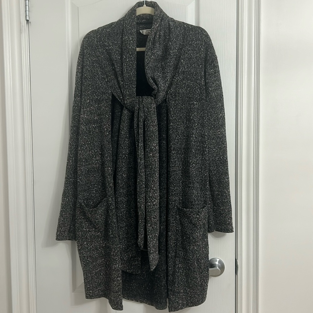 Free for Humanity black/grey heather open cardigan with tie front